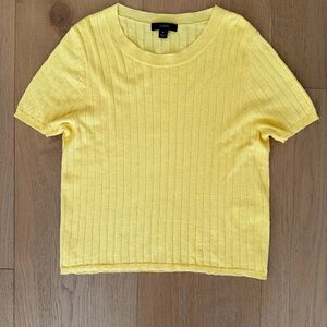 J. Crew Silk Cashmere Yellow Ribbed Top - M